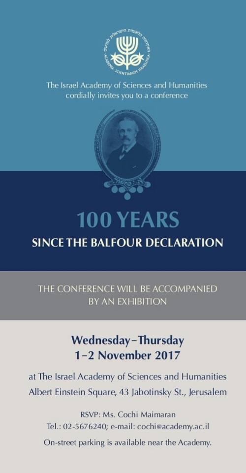 Conference: 100 Years Since the Balfur Declaration