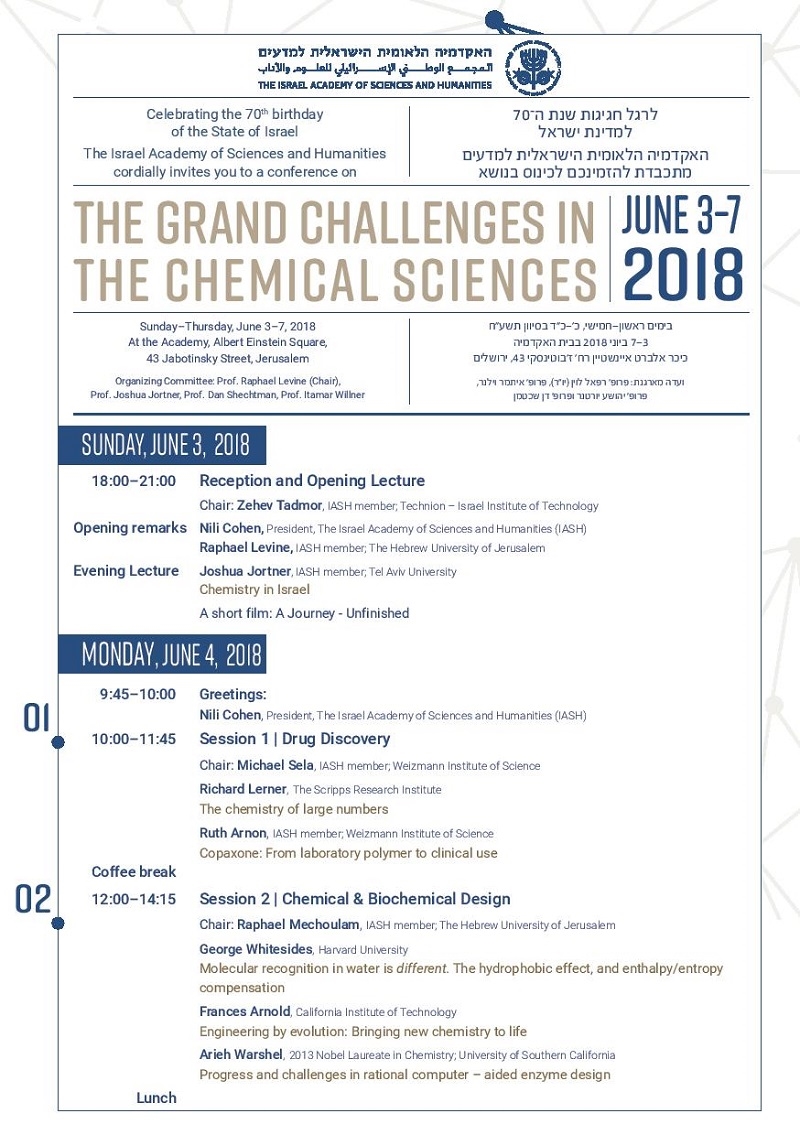 כינוס לרגל חגיגות שנת ה-70 למדינת ישראל: The Grand Challenges in the Chemical Sciences