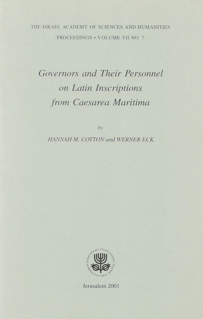 Governors and Their Personnel on Latin Inscriptions from Caesarea Maritima