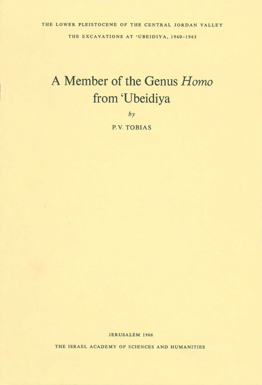 A Member of the Genus Homo from ‘Ubeidiya