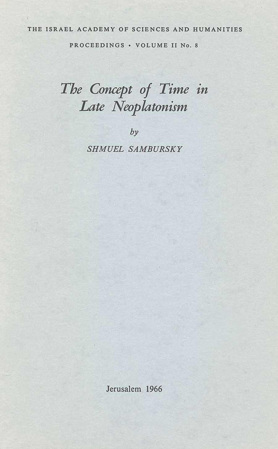 The Concept of Time in Late Neoplatonism